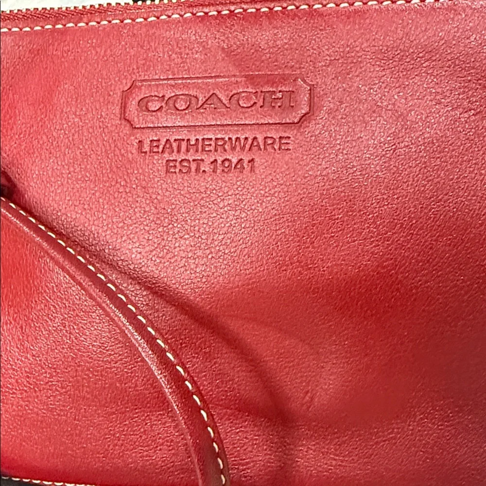 Vintage Y2K Coach Cherry🍒 Red Leatherwear Wristlet With Tassel- EUC